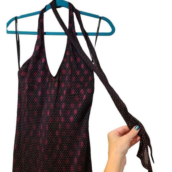 Vintage Bebe Silk Annalisa Halter Slip Dress Polka Dot Y2K | L | NWT Elle Woods - Picture 7 of 13